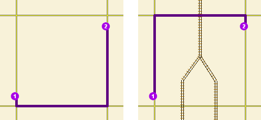 Two maps demonstrate how added cost point barriers affect a route analysis.